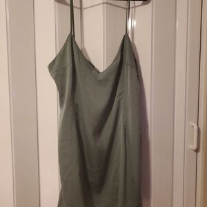 ARULA Satin Slip Dress in Sage